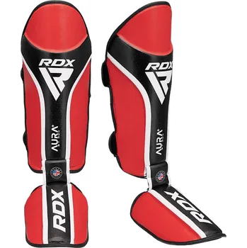 Chránič holeně pro bojový sport RDX Chrániče holení AURA PLUS T-17 - červené XL