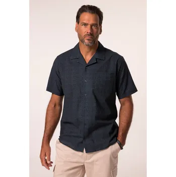 Pánská košile JP1880, Plus size Košile JP1880, lněný vzhled, krátké rukávy, květovaný potisk, Cuba límeček, Cuba střih, do 8XL pro plnoštíhlé nadměrná velikost, 835540130-1456, modrý, 7XL, Plus size oblečení, Oblečení pro vysoké muže, Nadměrné velikosti, Oblečení pro p