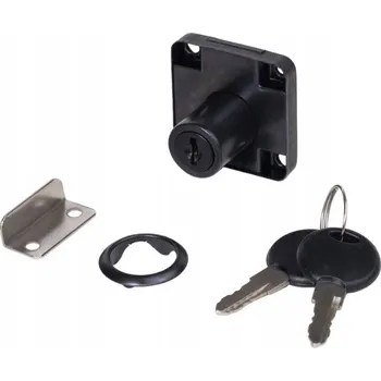 Kvadratický nábytkový zámek 138, GTV, ocelový klíč, černý, pro skříňky 1/4".