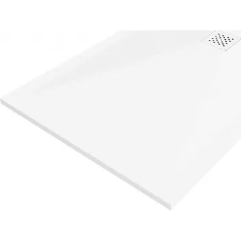 Sprchová vanička MEXEN/S - Stone+ obdélníková sprchová vanička 90 x 70, bílá, mřížka bílá 44107090-W