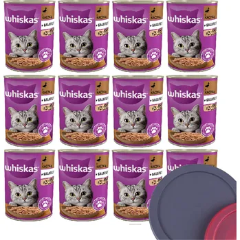 Krmivo pro kočku WHISKAS Adult kachna 12x400g + víko plechovky ZDARMA