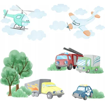 Obraz Nálepky na zeď pro kluka, barevná auta, dekorace do dětského pokoje