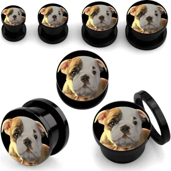 Piercing Piercingate Plug do ucha - buldok - PTP00307 - Barva/Motiv: Černá, Průměr Tunely, plugy, roztahováky: 10 mm