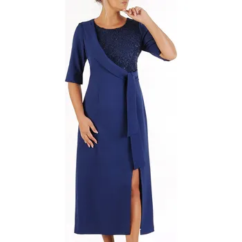 Dámské šaty Carla Moreno koktejlové šaty klasického střihu, midi délka, velikost 42