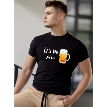 Pánské tričko Pánské vtipné tričko VSB ČAS NA PIVO , Velikost XL, Barva Bílá