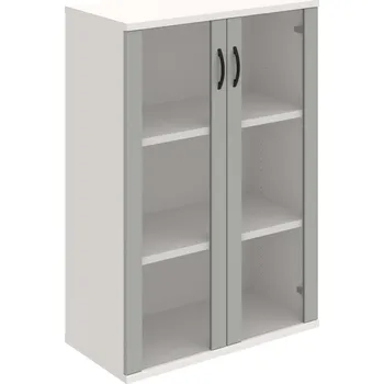 Policová skříň S 3 80 04 – Skříň policová dvéřová 115,2 × 80 cm - Šedá , Bílá , UCO – černá