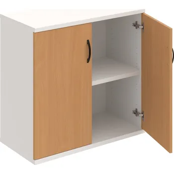 Policová skříň S 2 80 01 – Skříň policová dvéřová 76,8 × 80 cm - Buk , Bílá , UCO – černá