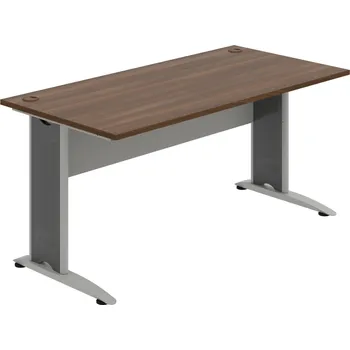 Psací stůl CS 1600 – Stůl pracovní rovný 160 cm - Ořech , Šedá , Šedý kov