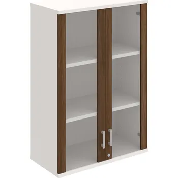 Policová skříň SZ 3 80 04 H – Skříň policová dvéřová 115,2 × 80 cm - Ořech , Bílá , USH – hranatá