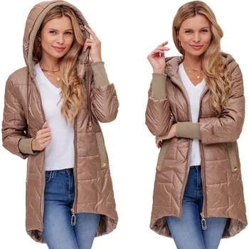 Moto oblečení Prošívaná bunda Soprato hnědá s kapucí do půlky stehen, velikost S