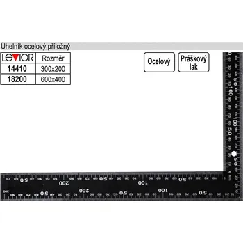 Úhloměr LEVIOR Úhelník ocelový 400x600mm 18200