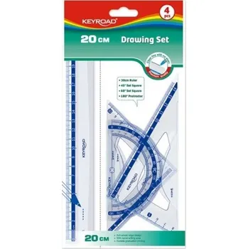 Set školních potřeb Zestaw geometryczny transparentny 4el (pl, 2000, KEYROAD)