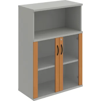 Policová skříň SZ 3 80 05 – Skříň policová dvéřová 115,2 × 80 cm - Olše , Šedá , UCO – černá