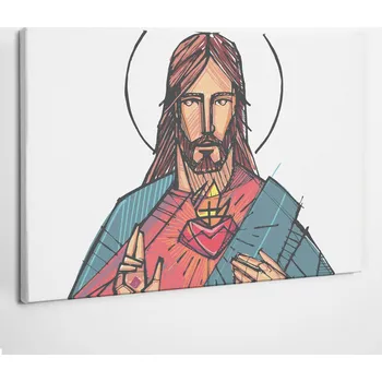 Obraz Fotoobraz na plátně Srdce Ježíše Line Art 60x40 cm