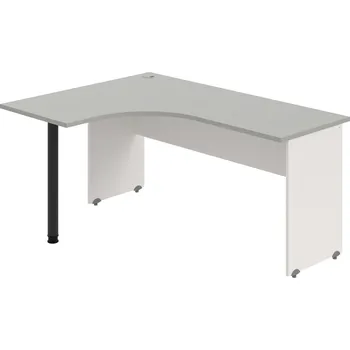 Psací stůl GE 60 P – Stůl ergo pravý 160 × 120 cm - Šedá , Bílá , Černý kov
