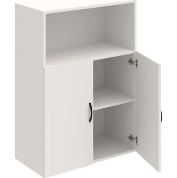 Policová skříň D 3 80 02 – Skříň policová dvéřová 111 × 80 cm - Bílá , Bílá , UCO – černá