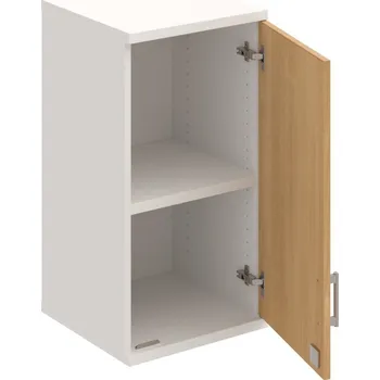Policová skříň SZ 2 40 01 P H – Skříň policová dvéřová 76,8 × 40 cm - Dub , Bílá , USH – hranatá
