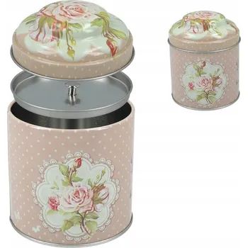 Dóza na potraviny Kovová dóza na kávu, čaj, béžová růžová vintage