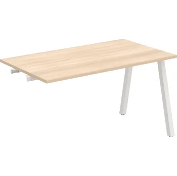 Psací stůl UJ A 1400 R – Stůl jednací rovný délky 140 cm, k řetězení - Akát , Bílý kov