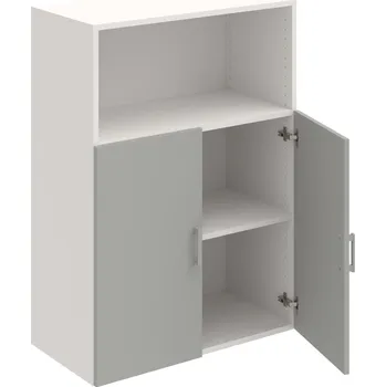 Policová skříň D 3 80 02 – Skříň policová dvéřová 111 × 80 cm - Šedá , Bílá , USH – hranatá