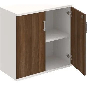 Policová skříň SZ 2 80 01 – Skříň policová dvéřová 76,8 × 80 cm - Ořech , Bílá , USH – hranatá