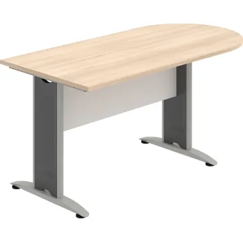Jednací stůl CP 1600 1 – Stůl jednací oblouk 160 cm - Akát , Bílá , Šedý kov