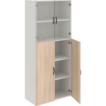 Policová skříň D 5 80 08 – Skříň policová dvéřová 185 × 80 cm - Akát , Bílá , UCO – černá