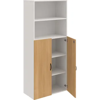 Policová skříň DZ 5 80 04 – Skříň policová dvéřová 185 × 80 cm - Dub , Bílá , UCO – černá