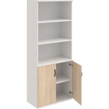 Policová skříň S 5 80 03 – Skříň policová dvéřová 192 × 80 cm - Akát , Bílá , UCO – černá