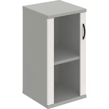 Policová skříň S 2 40 02 L – Skříň policová dvéřová 76,8 × 40 cm - Bílá , Šedá , UCO – černá