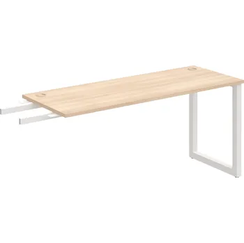 Psací stůl UE O 1600 RU – Stůl pracovní délky 160 cm, hl. 60 cm, k řetězení - Akát , Bílý kov