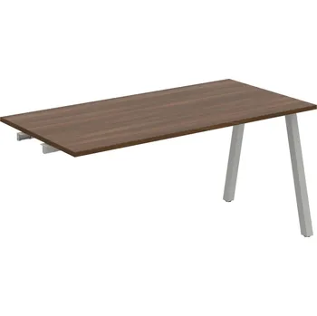 Psací stůl UJ A 1600 R – Stůl jednací rovný délky 160 cm, k řetězení - Ořech , Šedý kov