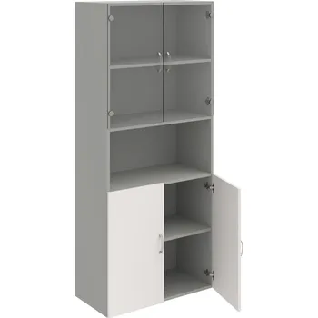 Policová skříň D 5 80 07 – Skříň policová dvéřová 185 × 80 cm - Bílá , Šedá , USN – Hobis