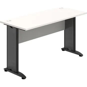 Psací stůl CE 1400 – Stůl pracovní rovný 140 cm, hl. 60 cm - Bílá , Šedá , Černý kov