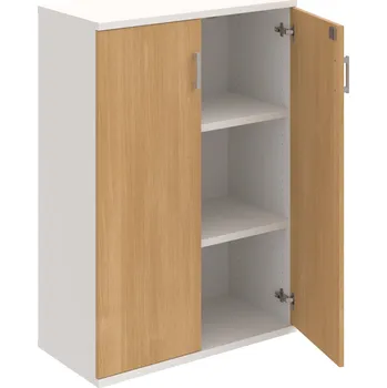 Policová skříň SZ 3 80 01 – Skříň policová dvéřová 115,2 × 80 cm - Dub , Bílá , USH – hranatá