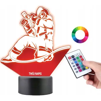 Lampička LAMPA NA SKLENĚ Hasič Hasiči 3D LED RGB + DÁLKOVÝ OVLADAČ 16 BAREV