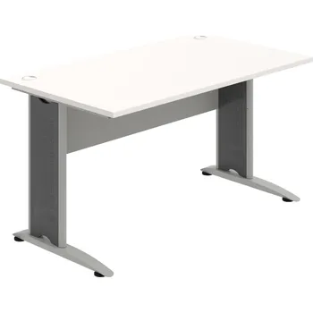 Psací stůl CS 1400 – Stůl pracovní rovný 140 cm - Bílá , Šedá , Šedý kov