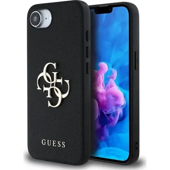 Telefonní příslušenství Zadní kryt Guess PU Grained 4G Metal Logo pro iPhone 16e Black
