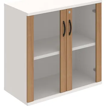 Policová skříň SZ 2 80 02 – Skříň policová dvéřová 76,8 × 80 cm - Višeň , Bílá , UCO – černá