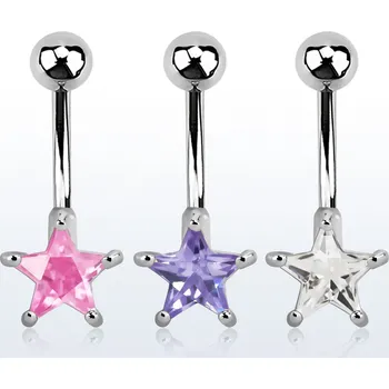 Piercing Piercingate Piercing do pupíku - hvězda - PBP00307 - Barva/Motiv: Růžová