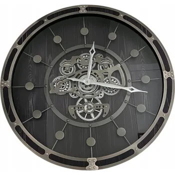Hodiny VELKÉ NÁSTĚNNÉ HODINY ČERNÉ STŘÍBRNÉ KOVOVÉ ŠEDÉ 62 CM
