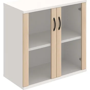 Policová skříň S 2 80 02 – Skříň policová dvéřová 76,8 × 80 cm - Akát , Bílá , UCO – černá