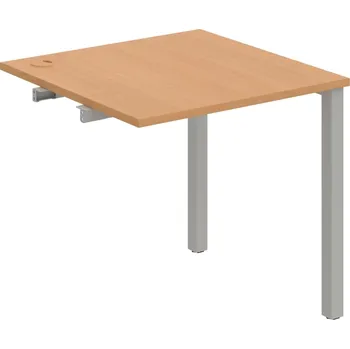 Psací stůl US 800 R – Stůl pracovní délky 80 cm, k řetězení - Buk , Šedý kov