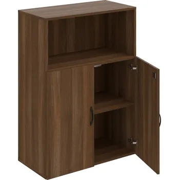 Policová skříň DZ 3 80 02 – Skříň policová dvéřová 111 × 80 cm - Ořech , Ořech , UCO – černá