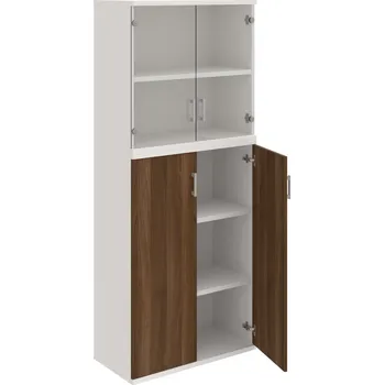 Policová skříň S 5 80 11 – Skříň policová dvéřová 192 × 80 cm - Ořech , Bílá , USH – hranatá