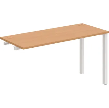 Psací stůl UE 1400 R – Stůl pracovní délky 140 cm, hl. 60 cm, k řetězení - Buk , Bílý kov