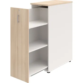 SPVZ 3 L – Skříňka ke stolu, šanonová, výsuvná, levá - Akát , Bílá , USH – hranatá