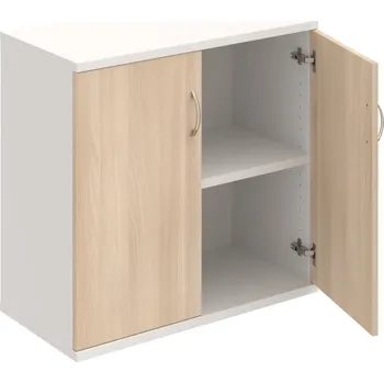 Policová skříň S 2 80 01 – Skříň policová dvéřová 76,8 × 80 cm - Akát , Bílá , USN – Hobis