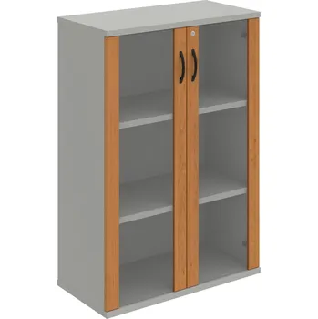 Policová skříň SZ 3 80 04 – Skříň policová dvéřová 115,2 × 80 cm - Olše , Šedá , UCO – černá