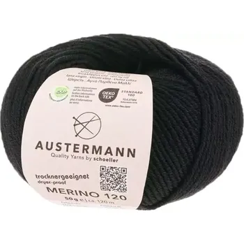 Příze Austermann Merino 120 EXP 102 Černá (Příze Merino 120 EXP SCHWARZ)